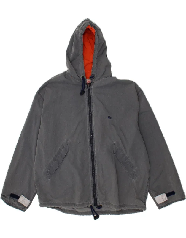 THINK PINK Mens Hooded Rain Jacket IT 56 3XL Grey Polyamide