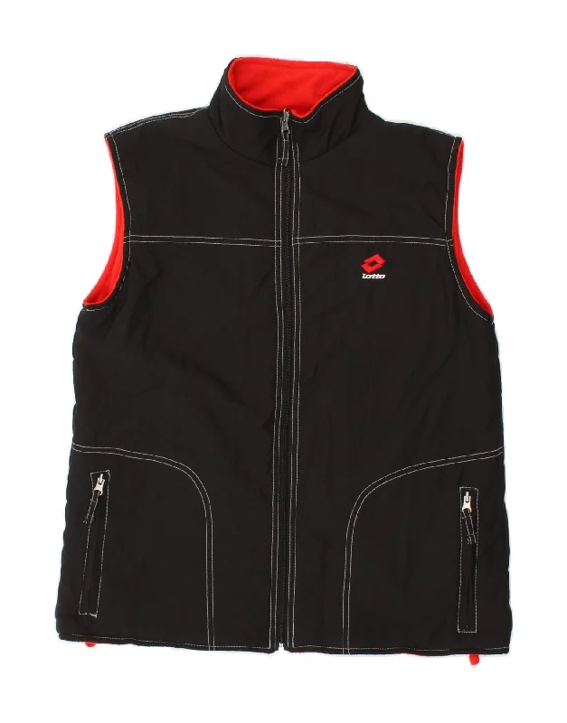 LOTTO Mens Reversible Gilet UK 36 Small Black Colourblock Polyester