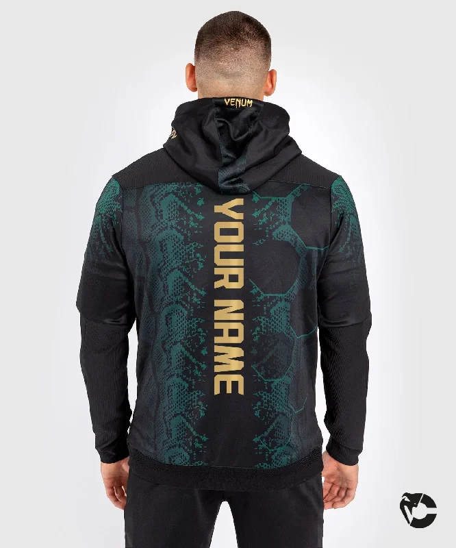 UFC Adrenaline by Venum Personalized Authentic Fight Night Men’s Walkout Hoodie - Emerald Edition - Green/Black/Gold