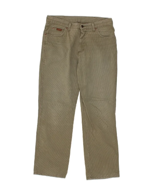 WRANGLER Mens Ohio Straight Casual Trousers W34 L30 Khaki Cotton