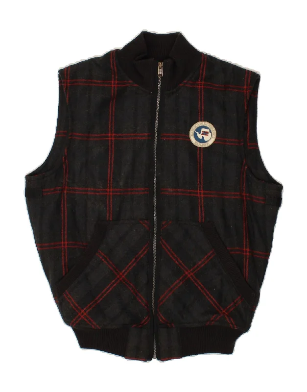 NAPAPIJRI Mens Gilet UK 38 Medium Grey Check Polyester