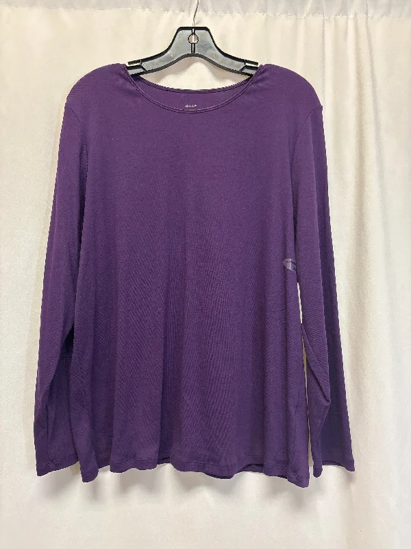 Top Long Sleeve By Cj Banks In Purple, Size: 1x