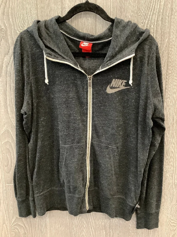 Athletic Top Long Sleeve Hoodie By Nike Apparel In Grey, Size: L