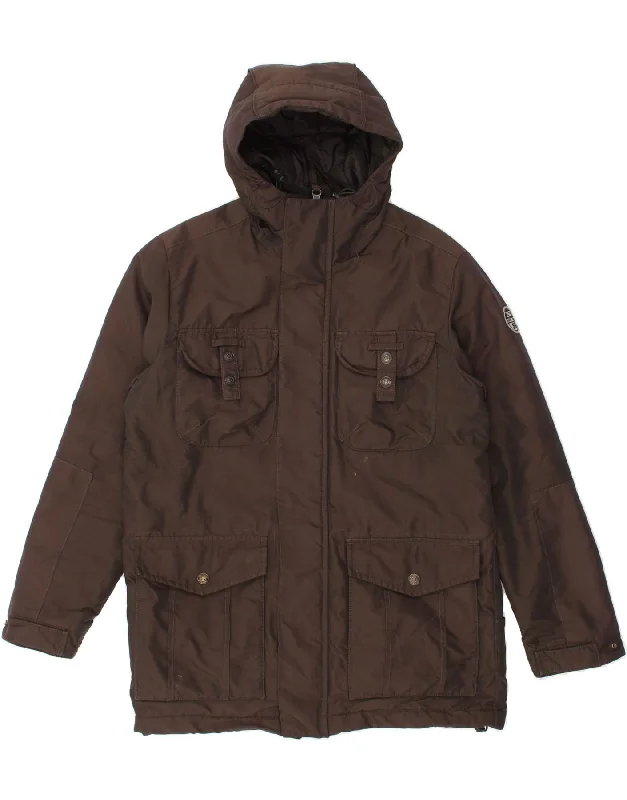 NORTH SAILS Mens Hooded Utility Jacket UK 38 Medium Brown Polyester