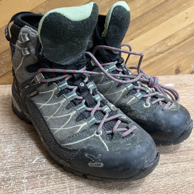 Salewa - Women's Alps Trainer Mid GTX Hiking Boots - MSRP $300: Grey/Black/Light Green-women-W7