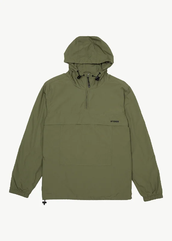 AFENDS Mens System - Water Resistant Spray Anorak Jacket - Military