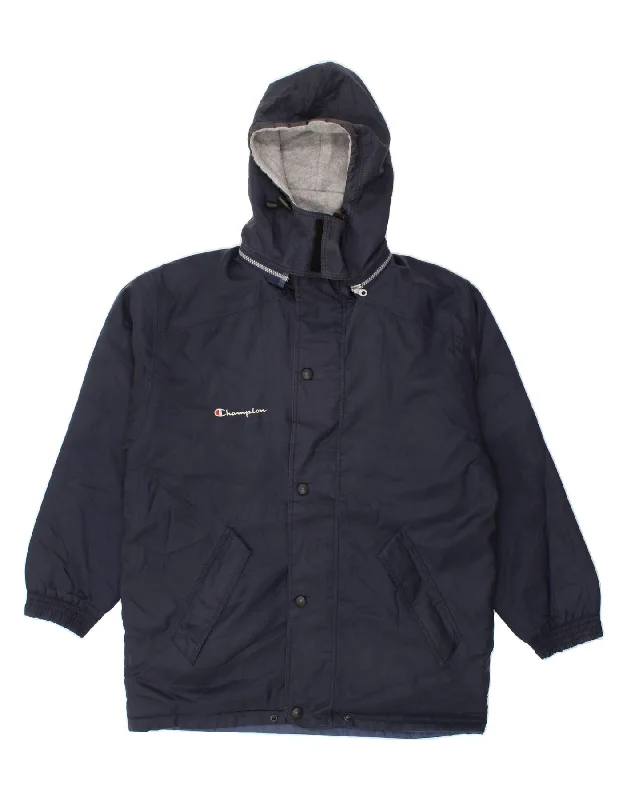 CHAMPION Mens Hooded Rain Jacket UK 36 Small Navy Blue Polyamide