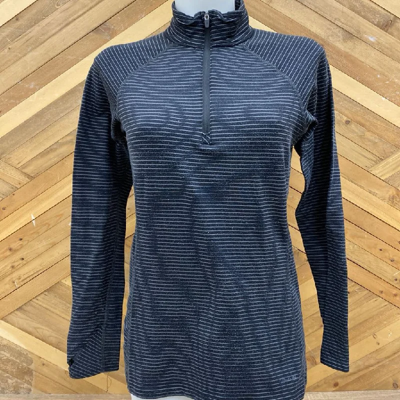 Eddie Bauer - Women's First Ascent L/S 1/4-Zip Baselayer Top - MSRP comp $85: Black/Grey-women-MD