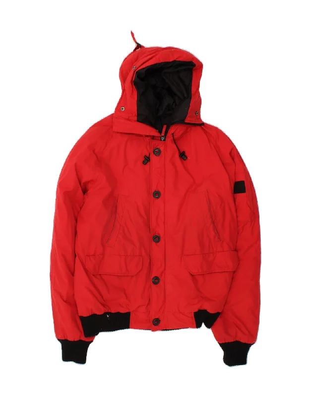 DIADORA Mens Hooded Padded Jacket UK 42 XL Red Polyester