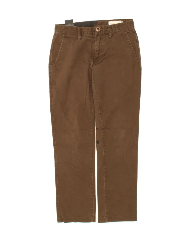 VOLCOM Mens Straight Chino Trousers W28 L28 Brown Cotton