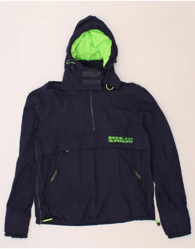 SUPERDRY Mens Graphic Hooded Anorak Jacket UK 38 Medium Navy Blue