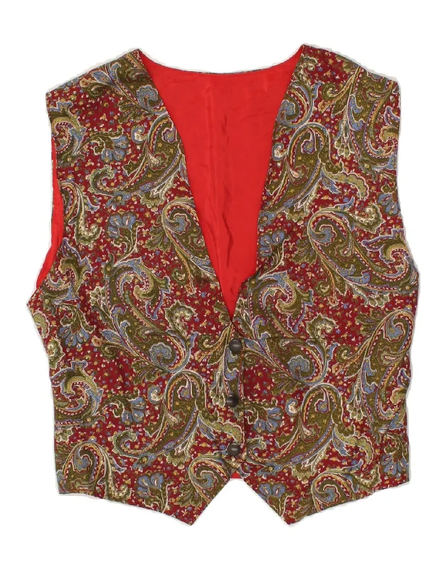 VINTAGE Mens Waistcoat Small Green Paisley