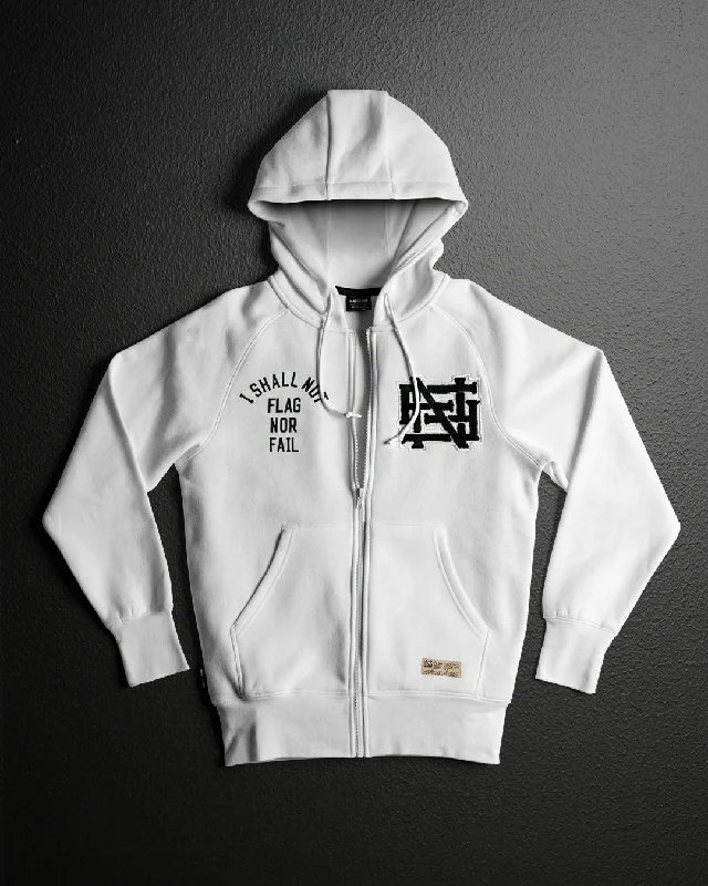 VARSITY PATCH ZIP UP - WHITE