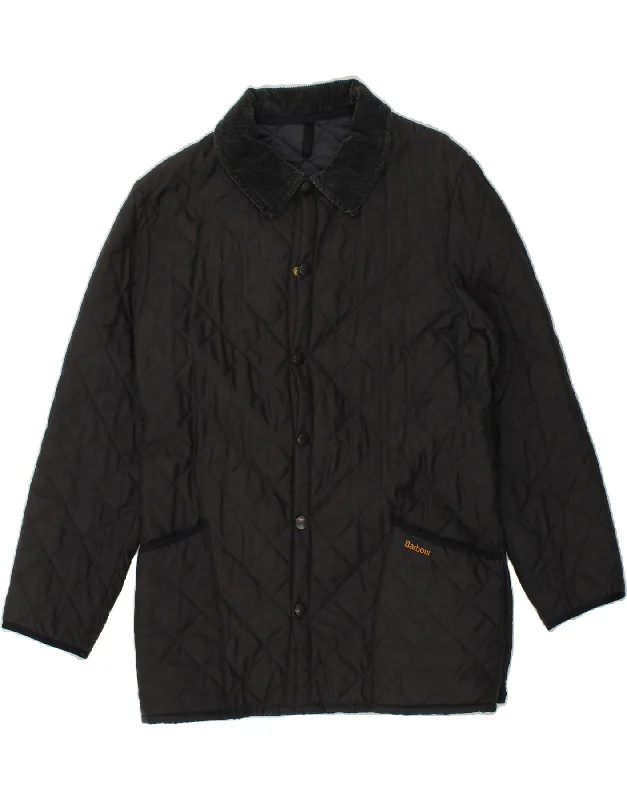 BARBOUR Mens Quilted Jacket UK 40 Large Black Polyester