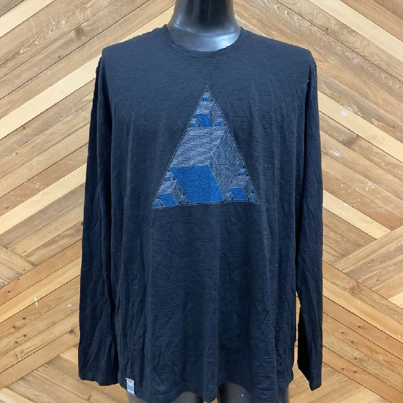 Icebreaker - Men's Merino Triangle Design L/S Shirt - MSRP$130: Black / Grey / Blue-men-2XL