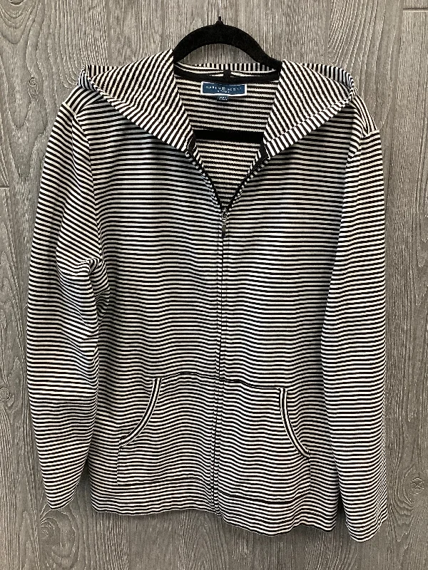 Athletic Top Long Sleeve Hoodie By Karen Scott In Striped Pattern, Size: Xl