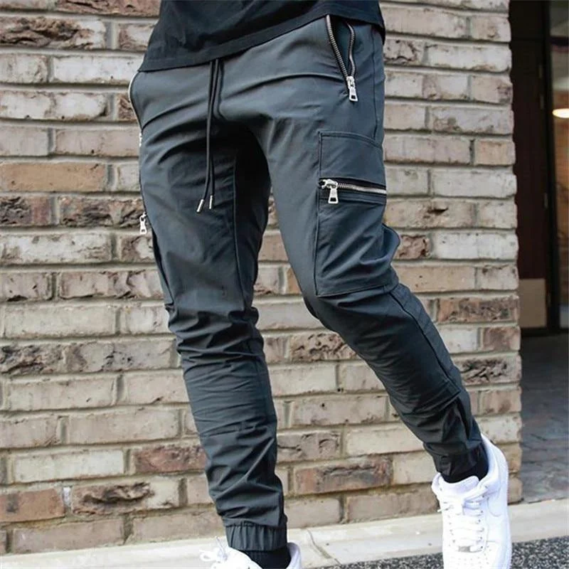 Men's Slim Fit Workout Multi-pocket Elastic Joggers