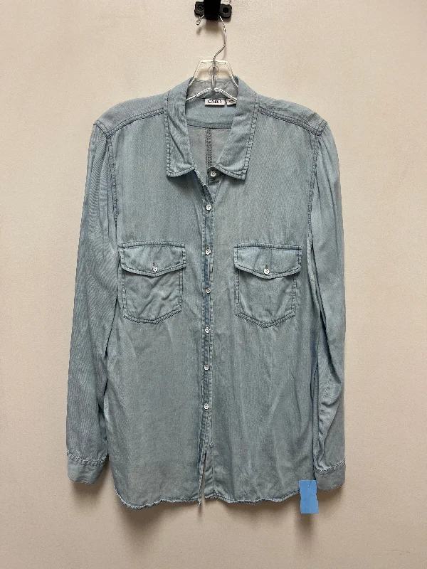 Top Long Sleeve By Cato In Blue Denim, Size: Xl