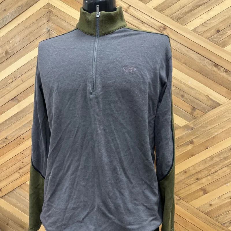 icebreaker - Men's Sport 320 Pure Merino 1/4-Zip Base Layer Top - MSRP comp $290: Grey/Green-men-MD