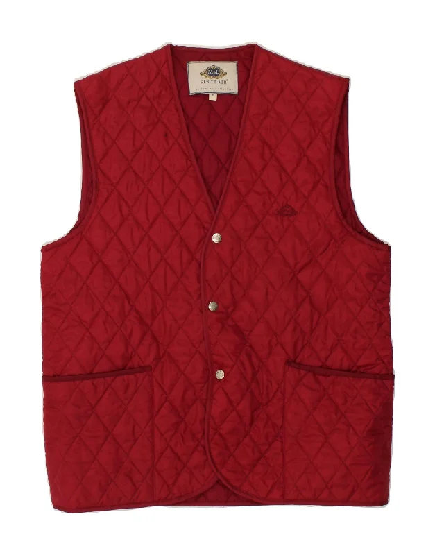 SINCLAIR Mens Quilted Gilet UK 38 Medium Red