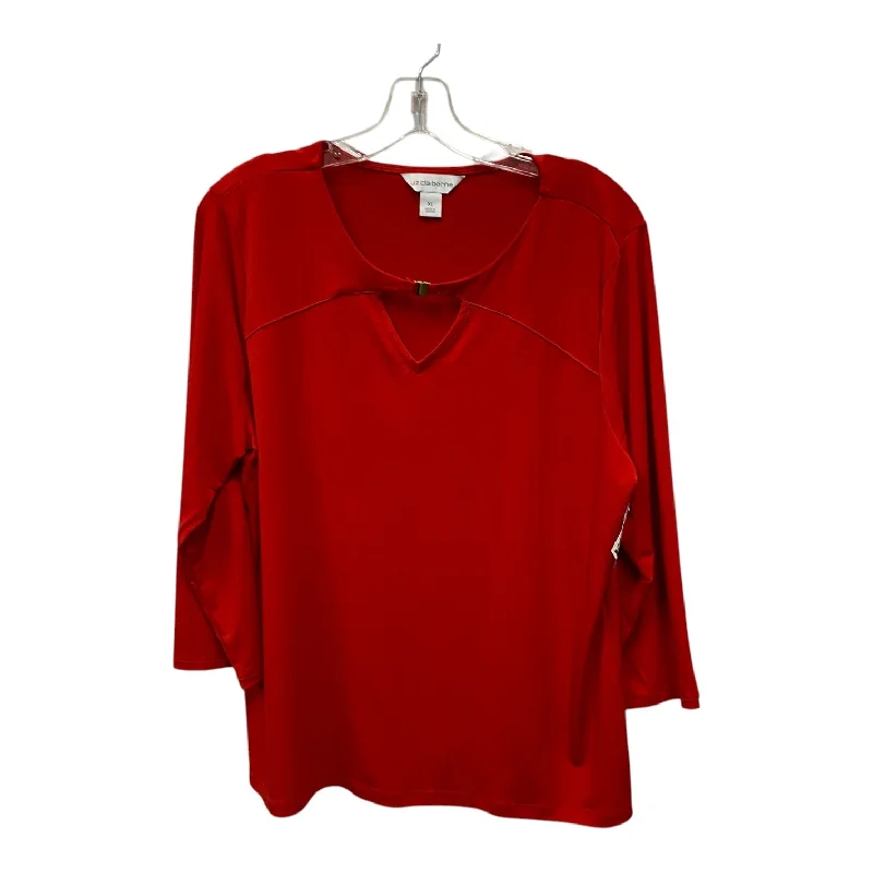 Top Ls By Liz Claiborne In Red, Size:Xl