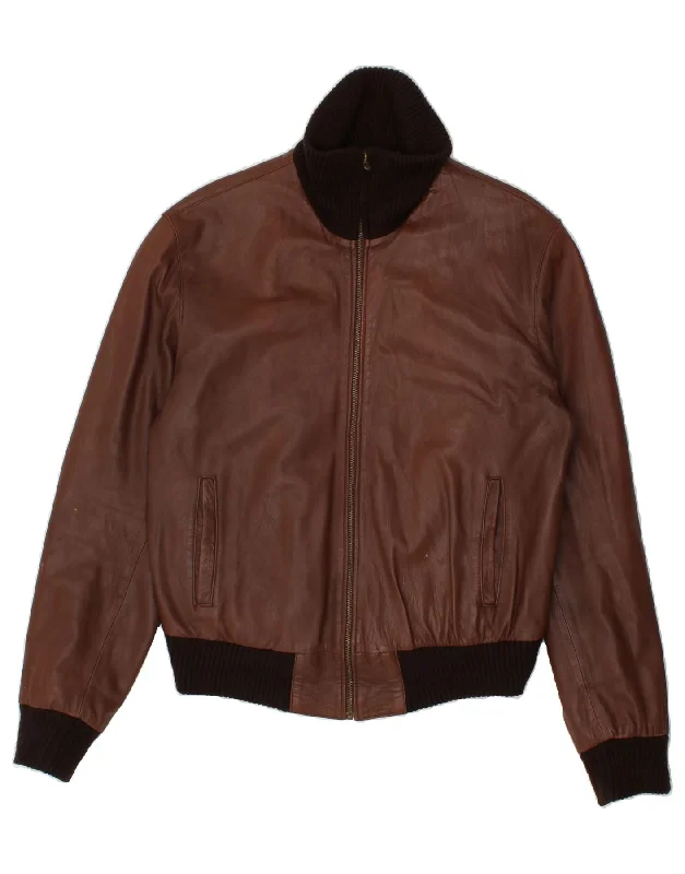 1957 LEGENDARY Mens Bomber Leather Jacket IT 52 XL Brown Leather