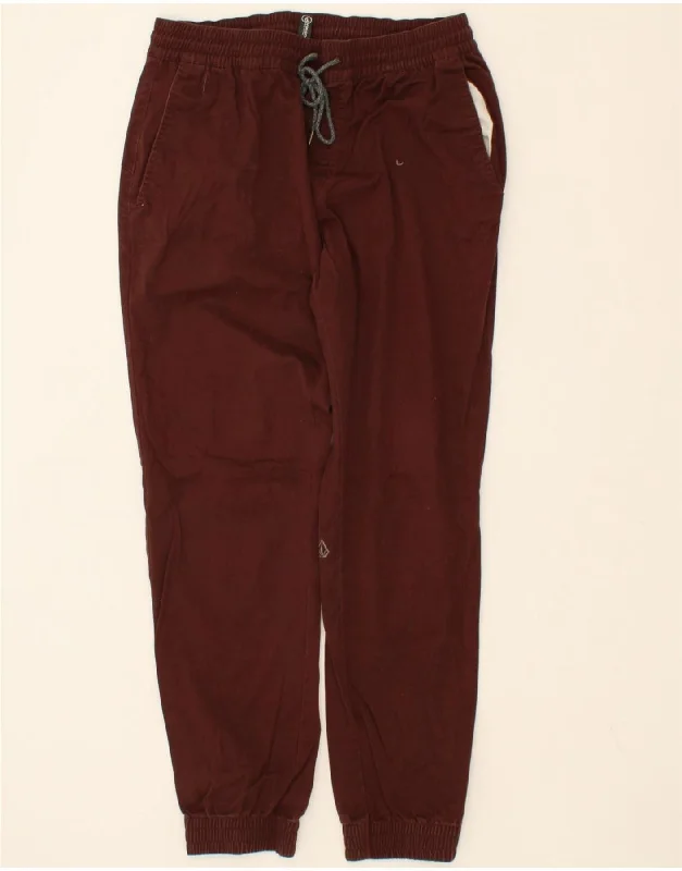 VOLCOM Mens Joggers Chino Trousers Large  W34 L30 Maroon Cotton