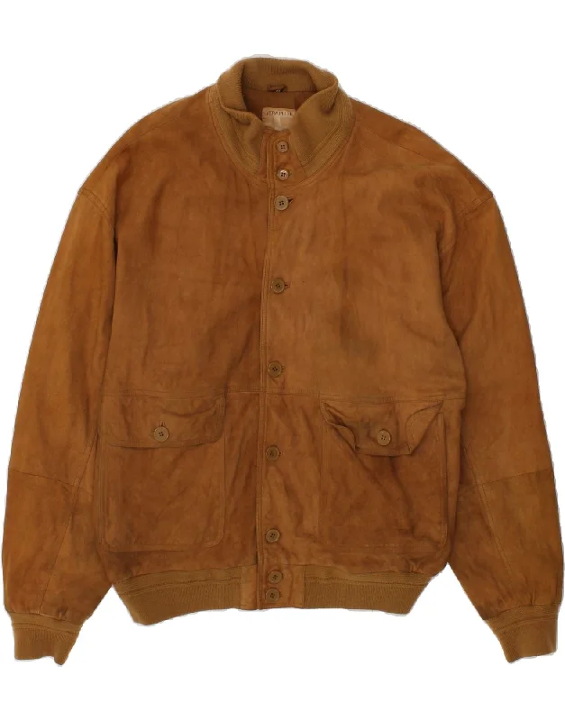 CONBIPEL Mens Suede Bomber Jacket IT 56 3XL Brown Leather