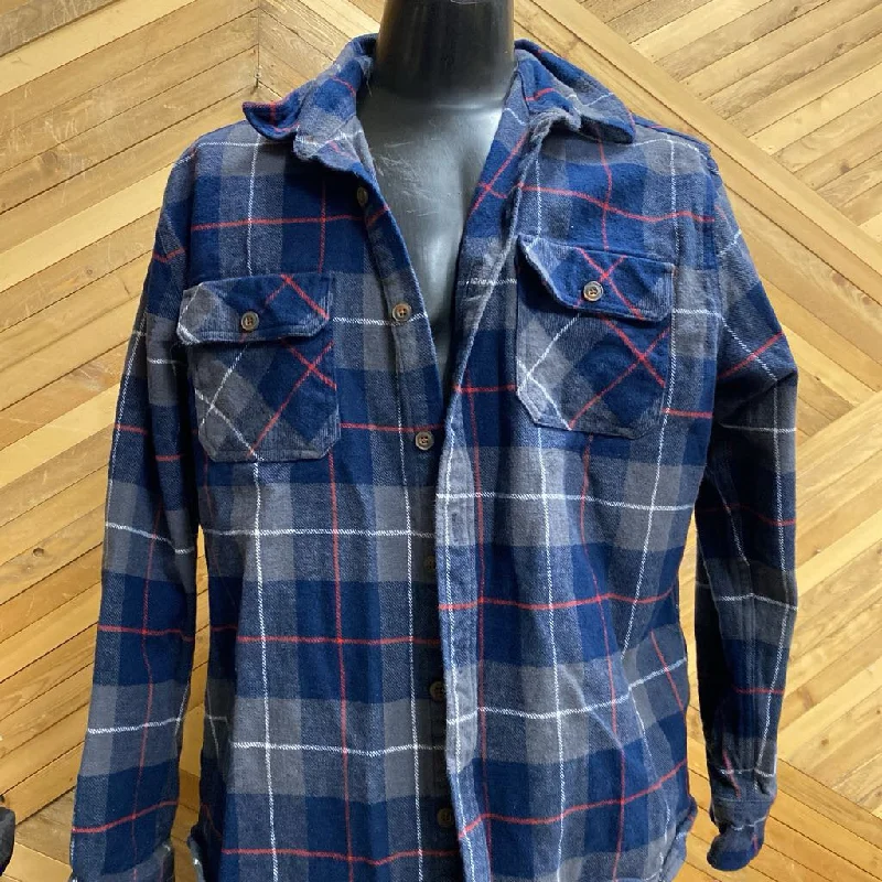 Jachs - Men's Flannel Shirt: Grey/Navy/Red-men-XL