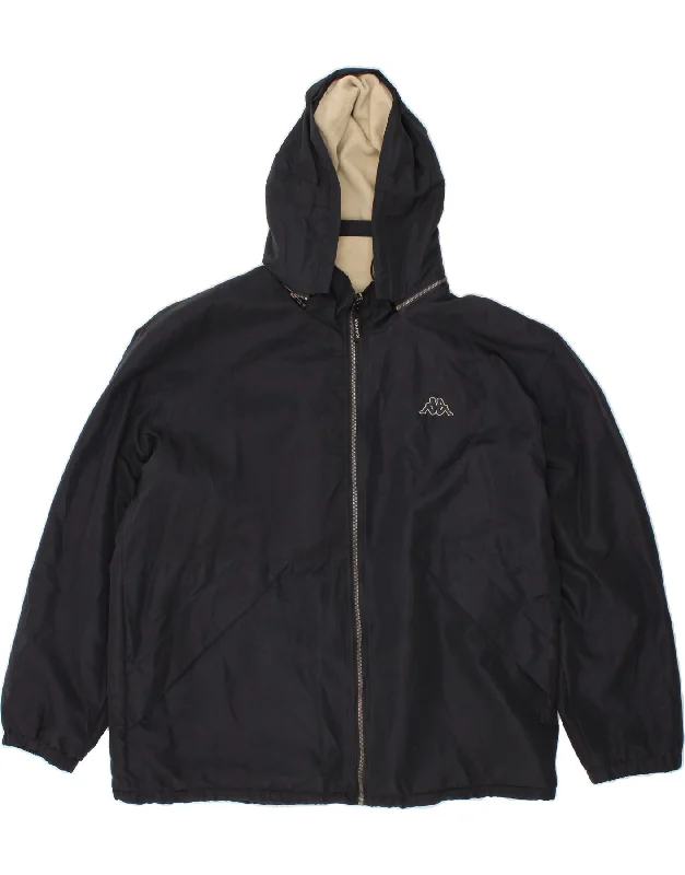 KAPPA Mens Hooded Reversible Jacket UK 40 Large Navy Blue Colourblock