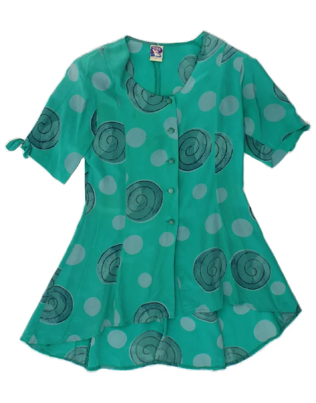 YESSICA Womens Shirt Dress EU 38 Medium Turquoise Polka Dot Silk