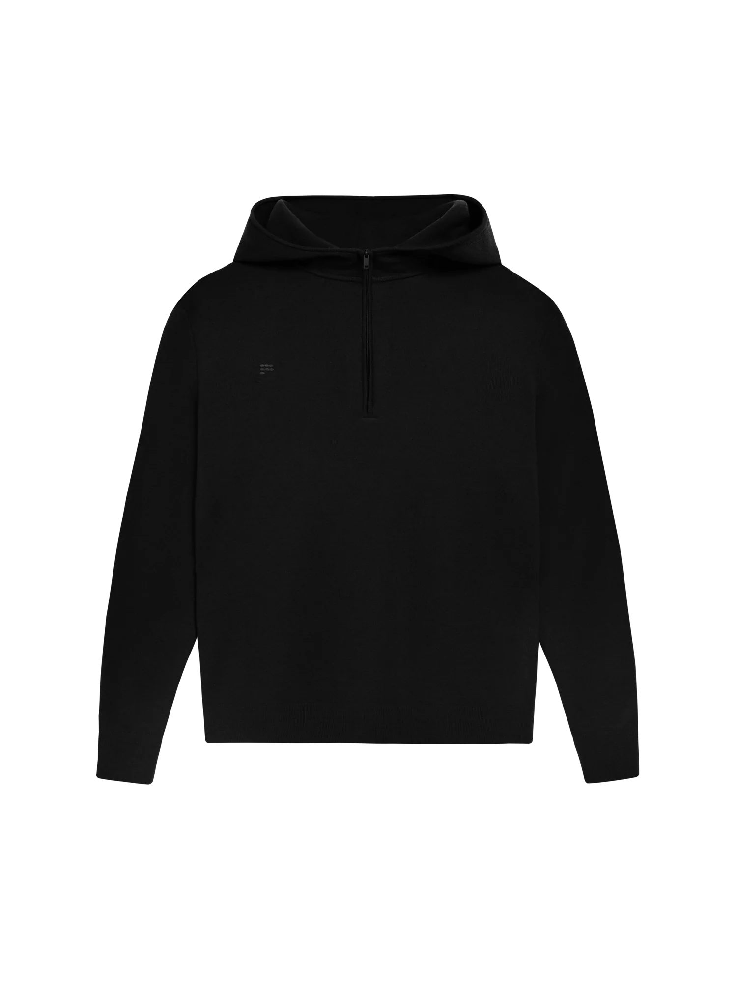 Merino Wool Half Zip Hoodie—black