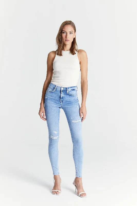 Sophia High Waist Reshape 5 Pocket Jeans Light Blue Destroyed