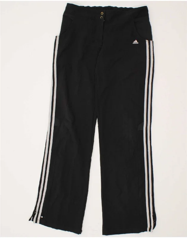 ADIDAS Womens Tracksuit Trousers UK 14 Medium Black Polyester