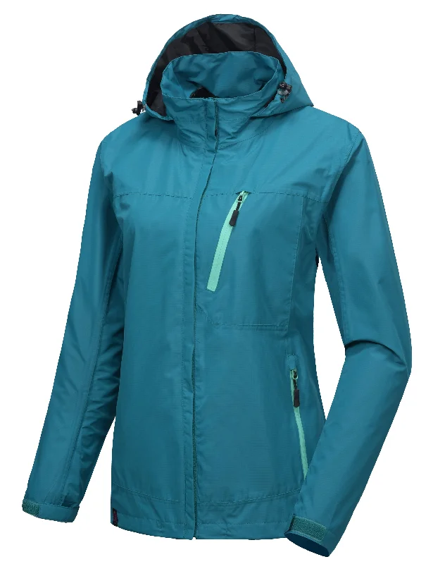 Women's Waterproof Hooded Hiking Travel Rain Shell Jacket