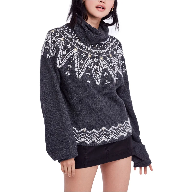 Free People Womens Treasure Pullover Sweater, Grey, X-Small