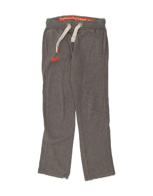 SUPERDRY Womens Graphic Tracksuit Trousers UK  6 XS Grey Cotton