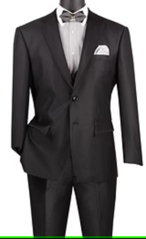 Imperial Collection: Black 2 Piece Birdseye Pattern Single Breasted Modern Fit Suit