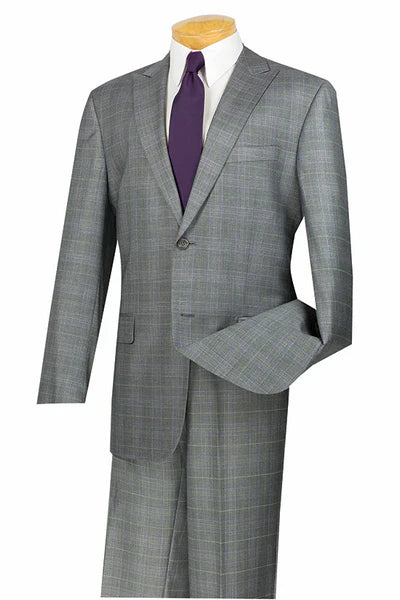 Fashinique Collection: Grey 2 Piece Glen Plaid Single Breasted Regular Fit Suit