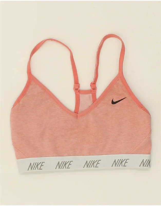 NIKE Womens Graphic Sport Bra Top UK 8 Small Pink Colourblock Polyester