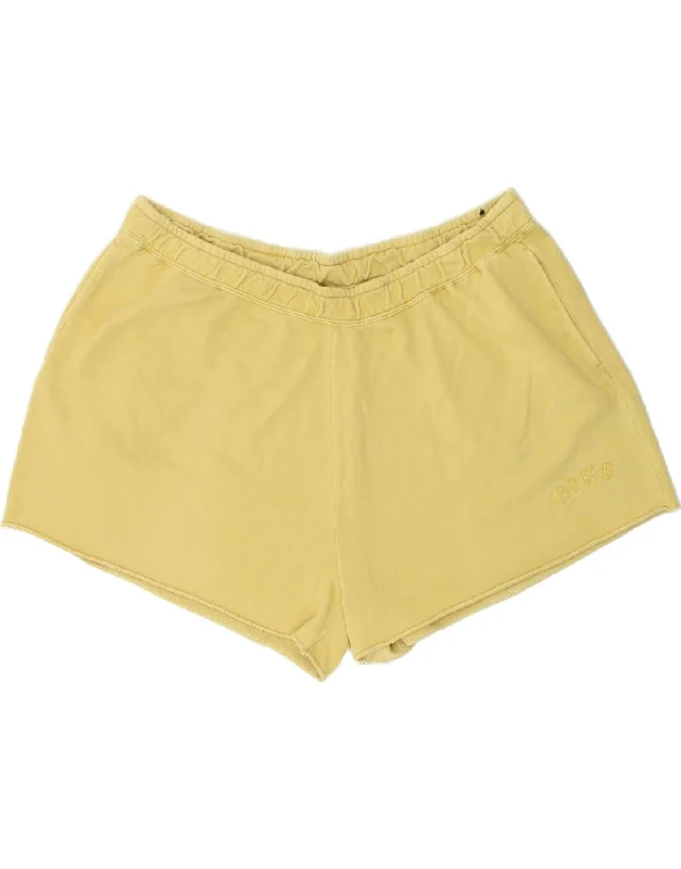 NIKE Womens Sport Shorts UK 20 2XL Yellow Cotton