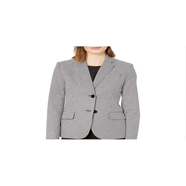 Ralph Lauren Women's Taipa Houndstooth Work Wear Blazer Gray Size 4