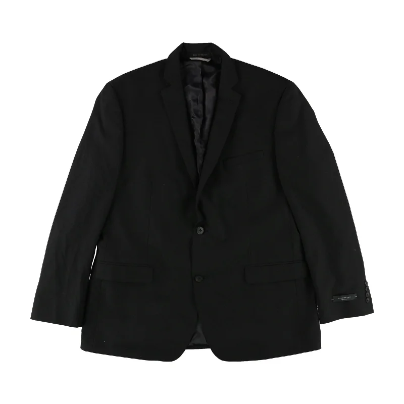 Andrew Marc Mens Solid Two Button Blazer Jacket, Black, 44 Regular