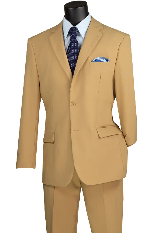 Victonique Collection: Khaki 2 Piece Solid Color Single Breasted Regular Fit Suit