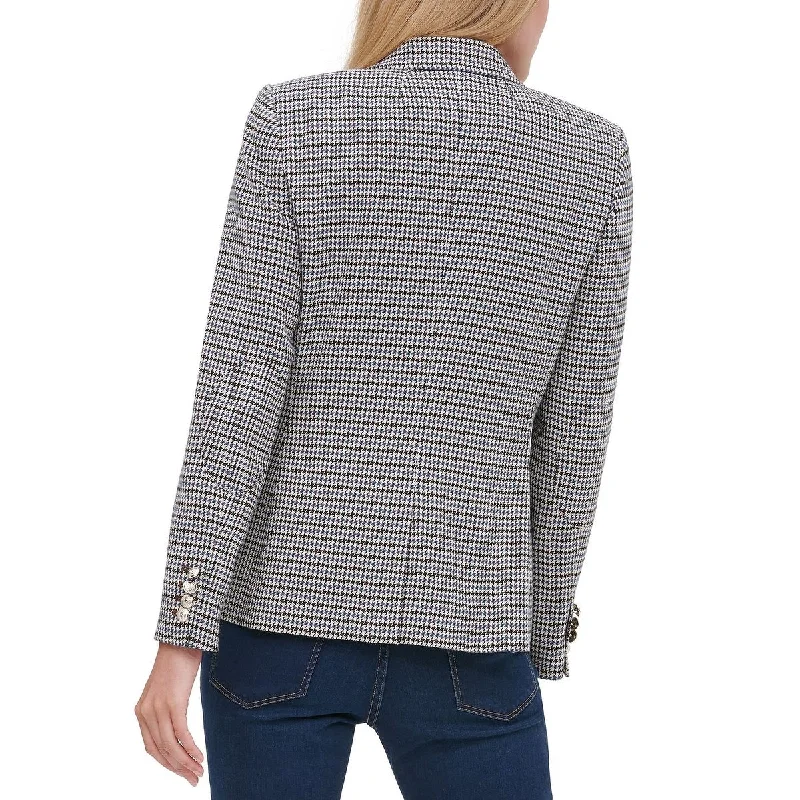 Tommy Hilfiger Women's Two Button Houndstooth Blazer Gray Size 8