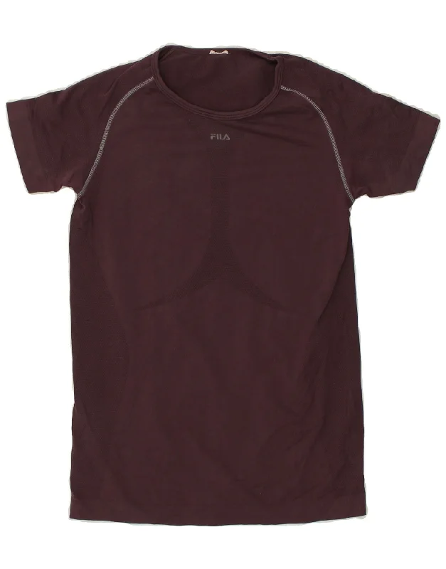 FILA Womens T-Shirt Top UK 10 Small Maroon