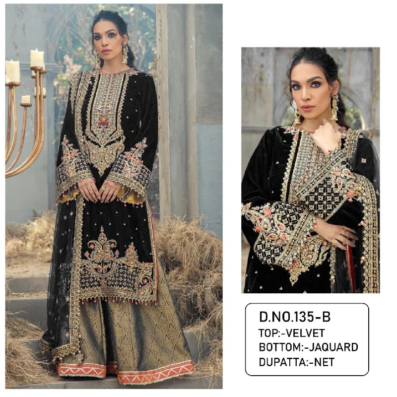 135 B Velvet Heavy Embroidered Designer Suit