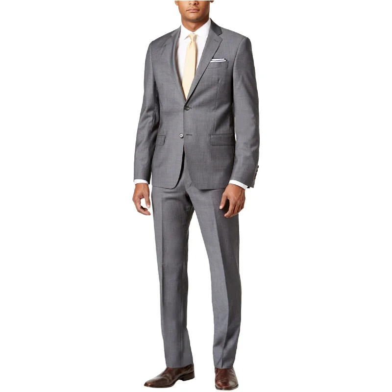 DKNY Mens Mini Grid 2-Piece Formal Tuxedo, Grey, 42 Regular / 35W x 37L