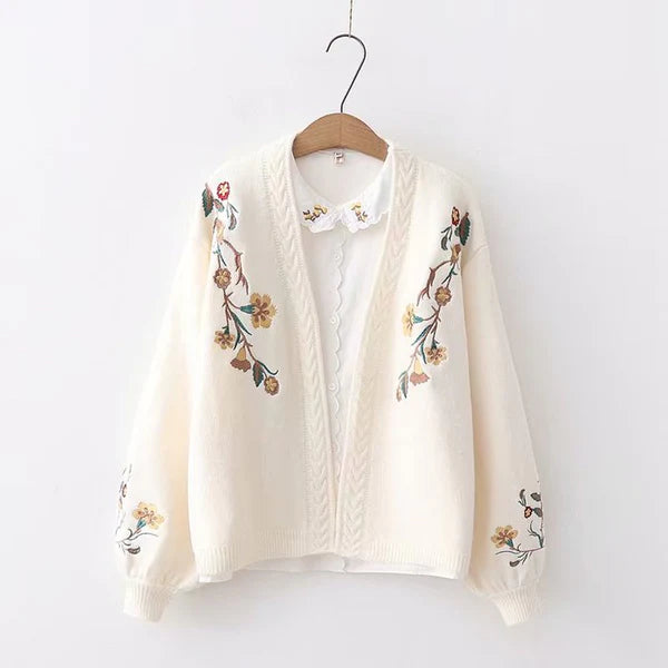 Women Chic Flower Embroidery Cardigans    S2780