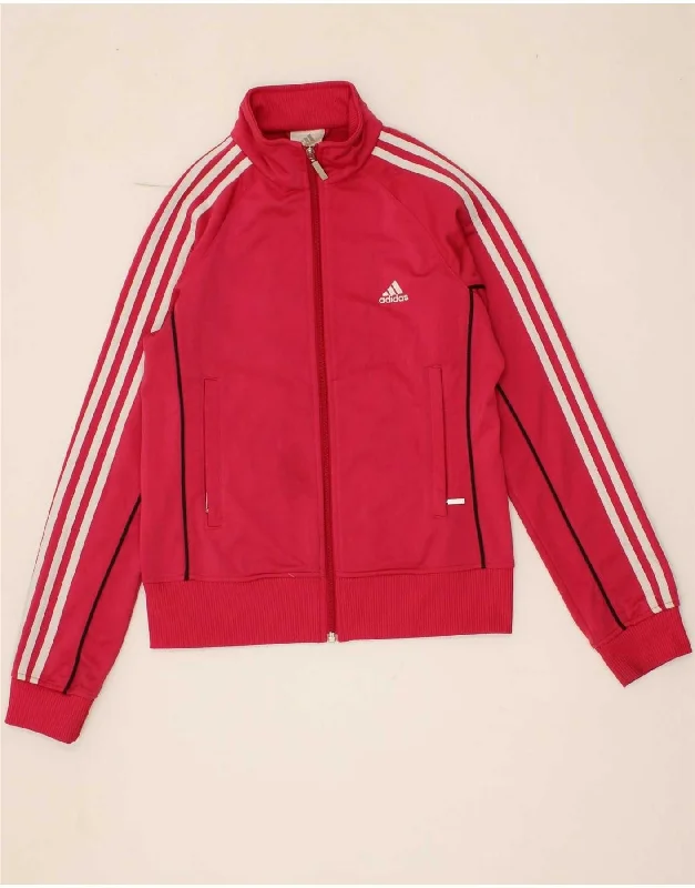 ADIDAS Womens Tracksuit Top Jacket UK 12 Medium Pink Polyester